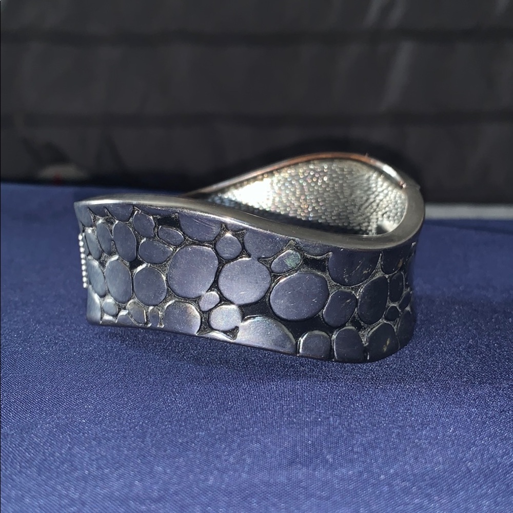 Silver Textured Cuff Bracelet